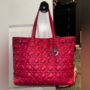 Christian Dior Panarea Cannage Tote- Pink Limited print-Large-Made in Italy COA